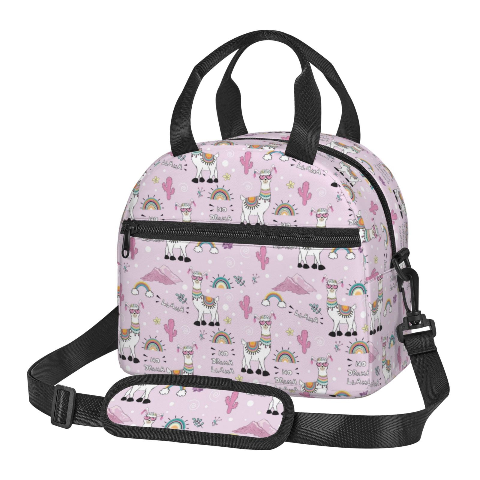 Xecao No Drama Llama Print Insulated Lunch Box, Lunch Cags Lunch Bag Featuring An Adjustable Shoulder Strap
