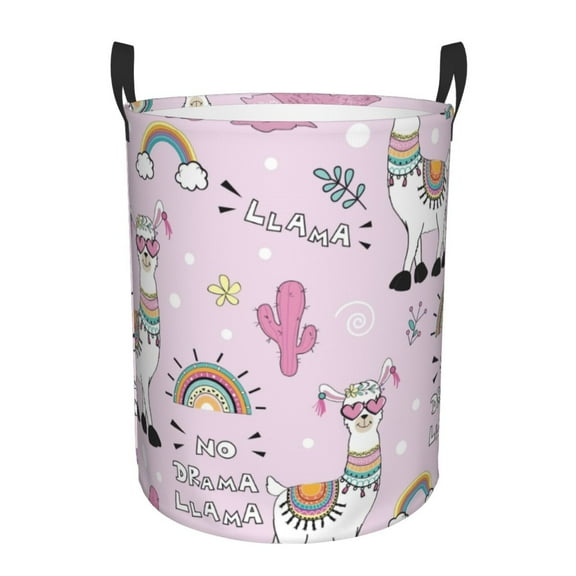 Xecao No Drama Llama Print Laundry Hamper Basket,designed for Blanket Storage and Nursery Clothes in the Bedroom