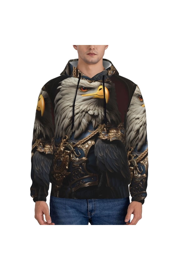 Noble Style Bald Eagle Pattern Men's Adult Pullover Hoodie,Hooded Sweatshirt-X-Large
