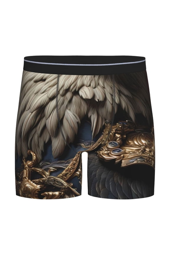 Noble Style Bald Eagle Print Boxer Briefs for Men's Stretch Moisture-Wicking Underwear, Mid-Rise Classics breathable fabric