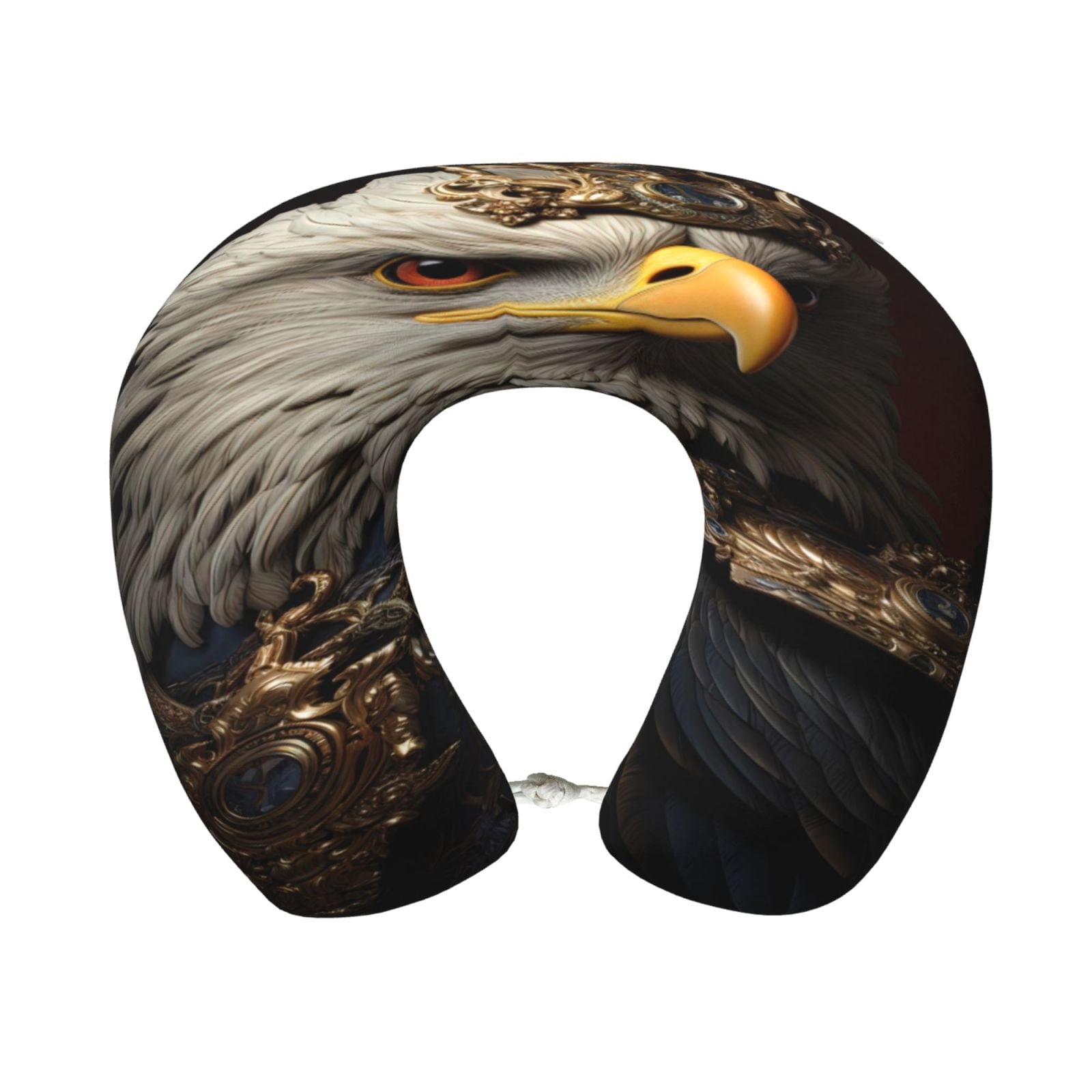 Xecao Noble Style Bald Eagle Print Memory Foam Cervical Neck Pillow Versatile U-Shaped Pillows for Home,Office,Camping,Travelling,Soft Washable Cover