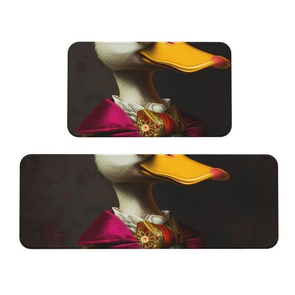 Xecao Noble Style Duck Patten Kitchen Rugs and Mats Sets,2 Pieces Non-Slip Washable Rugs, Kitchen Mat for Floor,Suit for Kitchen Decor and Accessories