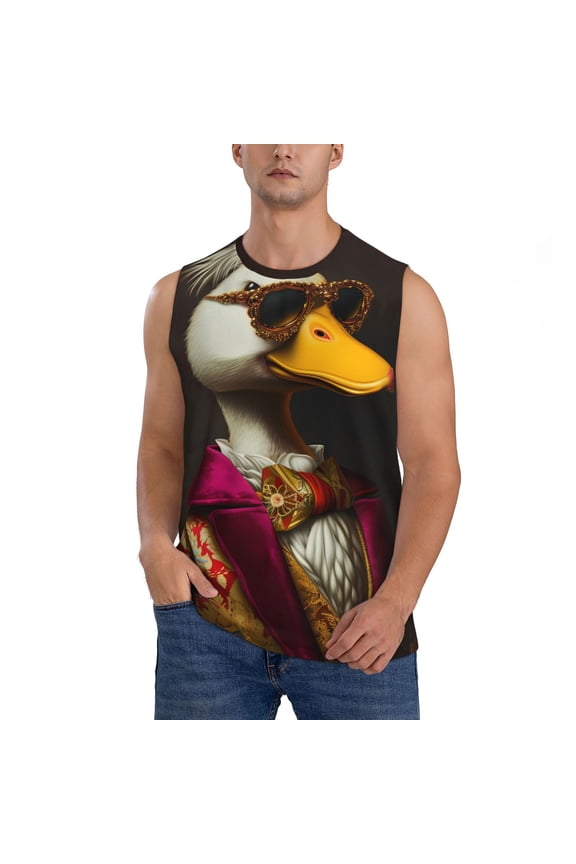 Noble Style Duck Print Men's Tank Top: Sleek Sleeveless Tee for Casual Sports and Beach Occasions-XX-Large