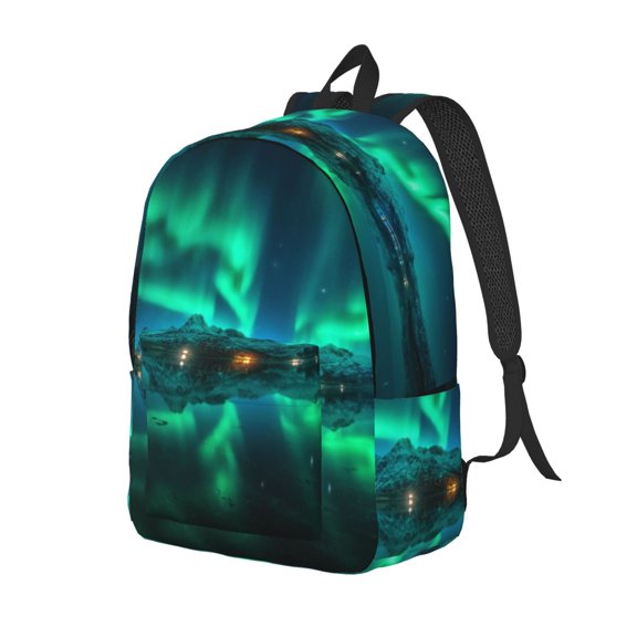 Xecao Northern Lights Canvas College Laptop Backpack, a durable rucksack designed for both men and women, ideal for travel, school, and daily use-Small