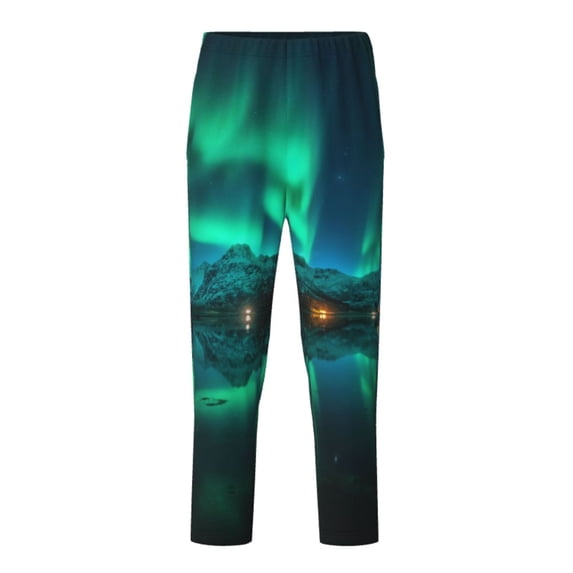 Xecao Northern Lights Print Teenagers' Pajama Pants Long Sleep Pants Soft Elastic Waist Pajama Bottoms Elastic waist with 2 Pockets 5-16 Years-XS(5-6)