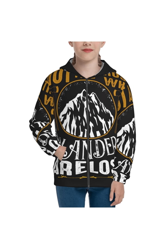 Not All Those Who Wander Are Lost 1 Pattern Zip Up Hoodies for Boys Girls, Sweatshirt with Pockets-Small