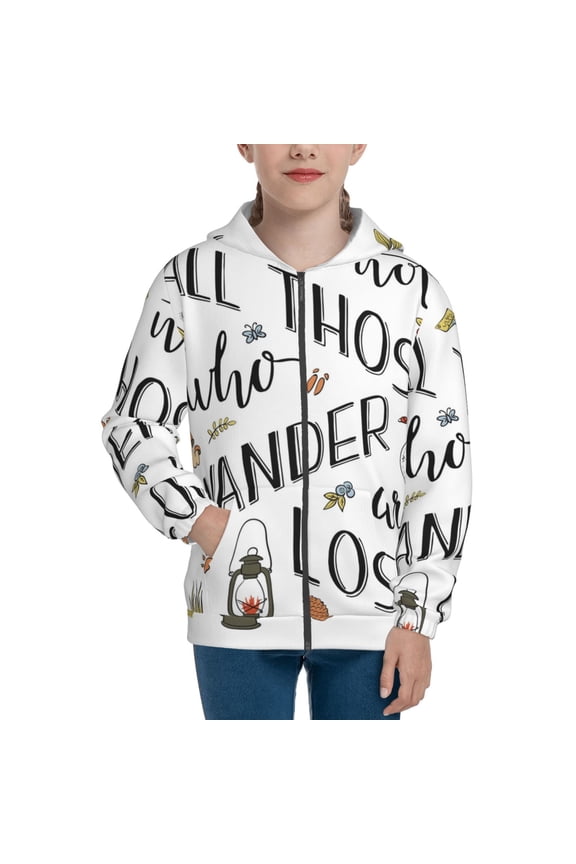 Not All Those Who Wander Are Lost 3 Pattern Zip Up Hoodies for Boys Girls, Sweatshirt with Pockets-Small