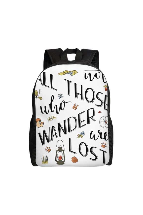 Not All Those Who Wander Are Lost 3 Print School Backpack with Laptop Compartment Small Travel Laptop Backpack for Women Men Waterproof College Backpack Simple School Bag