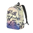 thumbnail image 1 of Xecao Not All Those Who Wander Are Lost Canvas College Laptop Backpack, a durable rucksack designed for both men and women, ideal for travel, school, and daily use-Medium, 1 of 5