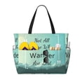 thumbnail image 1 of Xecao Not All Those Who Wander Are Lost1 for versatile beach bag for women includes zipper pockets and waterproof material, ideal for vacations and adventures., 1 of 7