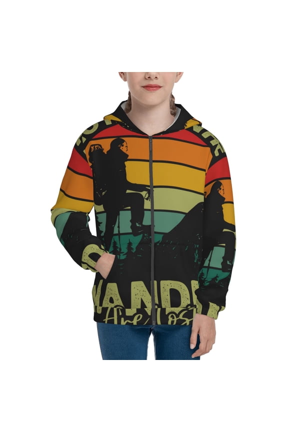 Not All Who Wander Are Lost 1 Pattern Zip Up Hoodies for Boys Girls, Sweatshirt with Pockets-Small