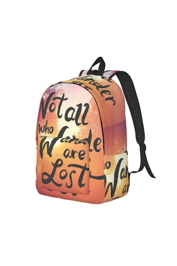 Not All Who Wander Are Lost Canvas College Laptop Backpack, a durable rucksack designed for both men and women, ideal for travel, school, and daily use-Small