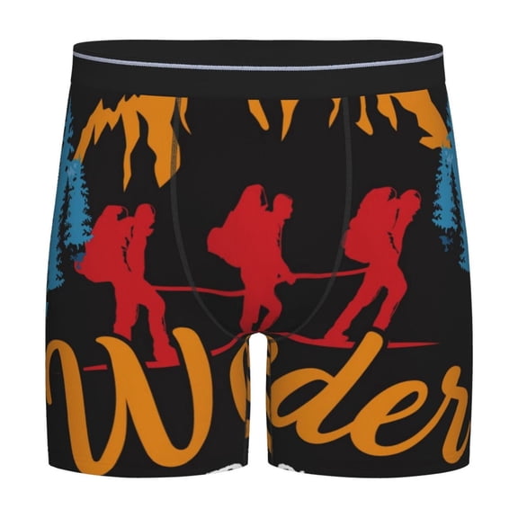 Xecao Not All Who Wander Are Lost Hiking Print Boxer Briefs for Men's Stretch Moisture-Wicking Underwear, Mid-Rise Classics breathable fabric