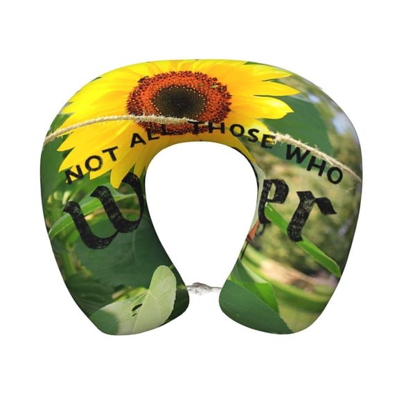 Xecao Not All Who Wander Are Lost Print Memory Foam Cervical Neck Pillow Versatile U-Shaped Pillows for Home,Office,Camping,Travelling,Soft Washable Cover