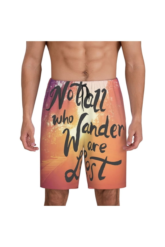 Not All Who Wander Are Lost Print Men's Sleepwear Shorts Pajama Bottom Lounge Short nightwear with Convenient Pockets for Relaxed Home Wear-4X-Large