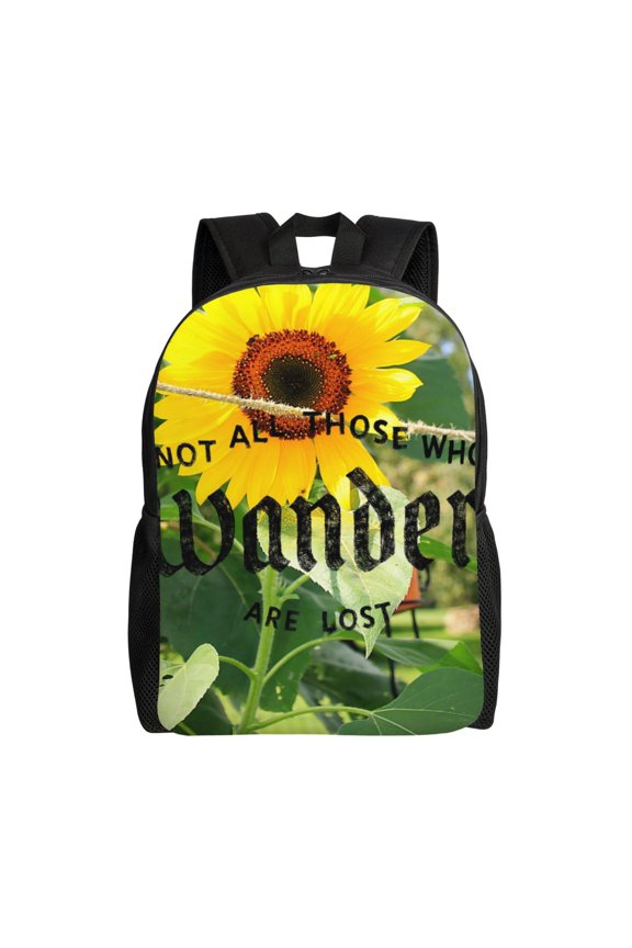 Not All Who Wander Are Lost Print School Backpack with Laptop Compartment Small Travel Laptop Backpack for Women Men Waterproof College Backpack Simple School Bag