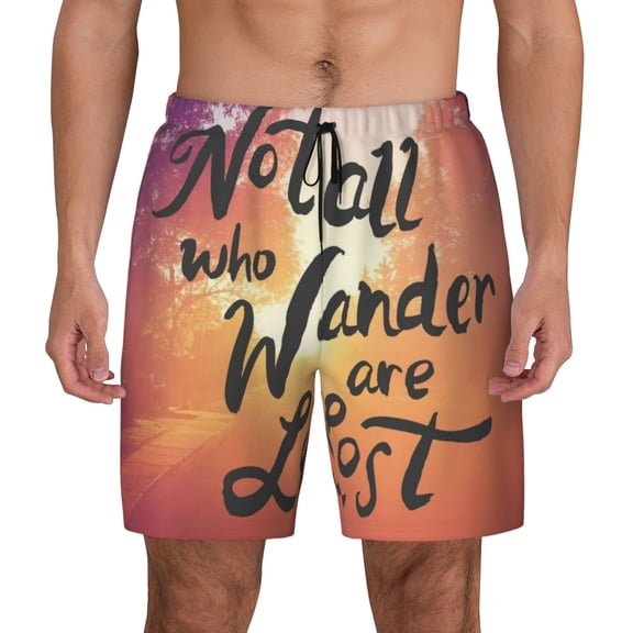 Xecao Not All Who Wander Are Lost for Men's Swimming Trunks Swim Trunks Quick Dry Swim Shorts with Mesh Lining Funny Swimwear Bathing Suits