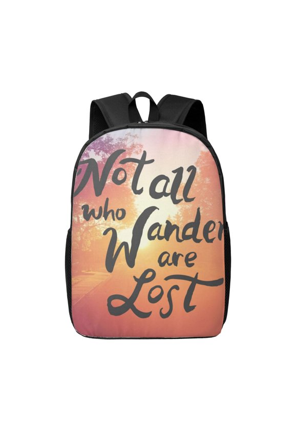 Not All Who Wander Are Lost print Travel Backpack, Large Computer Backpack for Men Women, College School Rucksack Book Bag