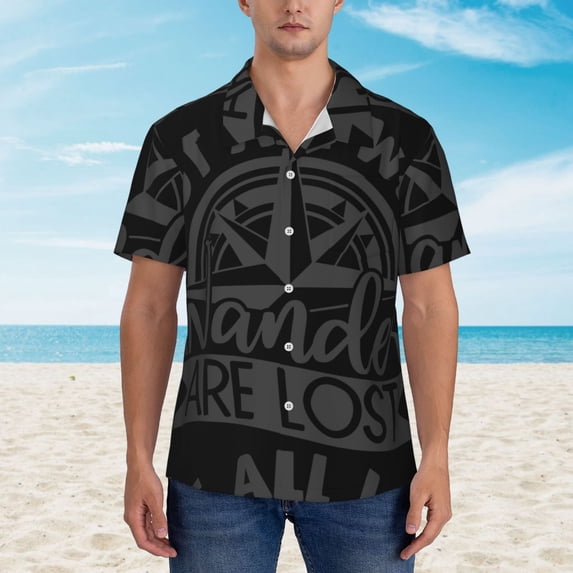 Xecao Not All Who Wander Are Lost2 print Hawaiian shirt - a stylish short-sleeve button-down for men, perfect for casual beach and tropical outings.