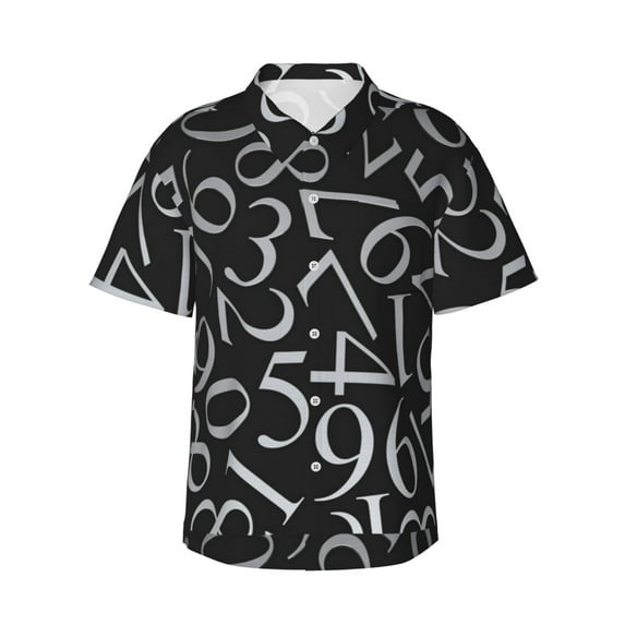 Xecao Numbers print Hawaiian shirt - a stylish short-sleeve button-down for men, perfect for casual beach and tropical outings.