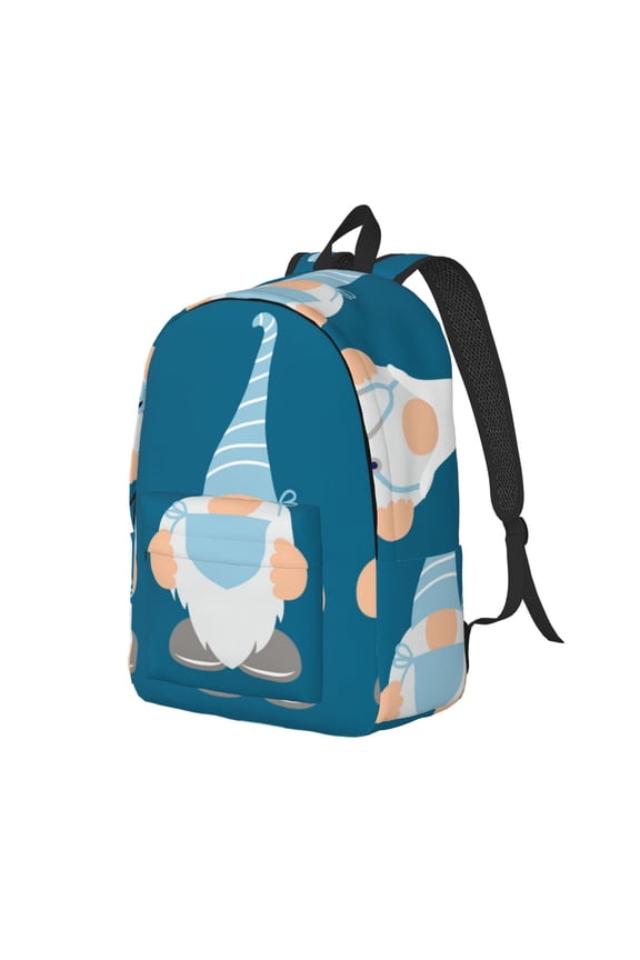 Nurse Doctor Gnomes Canvas College Laptop Backpack, a durable rucksack designed for both men and women, ideal for travel, school, and daily use-Medium