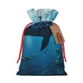 thumbnail image 1 of Xecao Ocean Dolphin Fish School Print Burlap Gift Bags with Drawstring and Gift Tags, Gift Bags, Burlap Bags, Jute Bags for Party, Christmas, DIY Craft Bags-Medium, 1 of 9