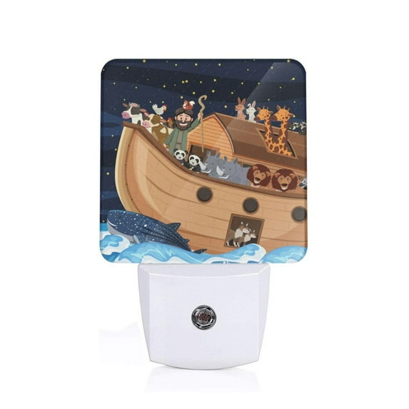 Xecao Ocean Scene with Noah's Ark for Night Light - a Wall-mounted LED Fixture with A Dusk-to-dawn Sensor, Ideal for Bedrooms, Bathrooms, Hallways, and Kitchens-US