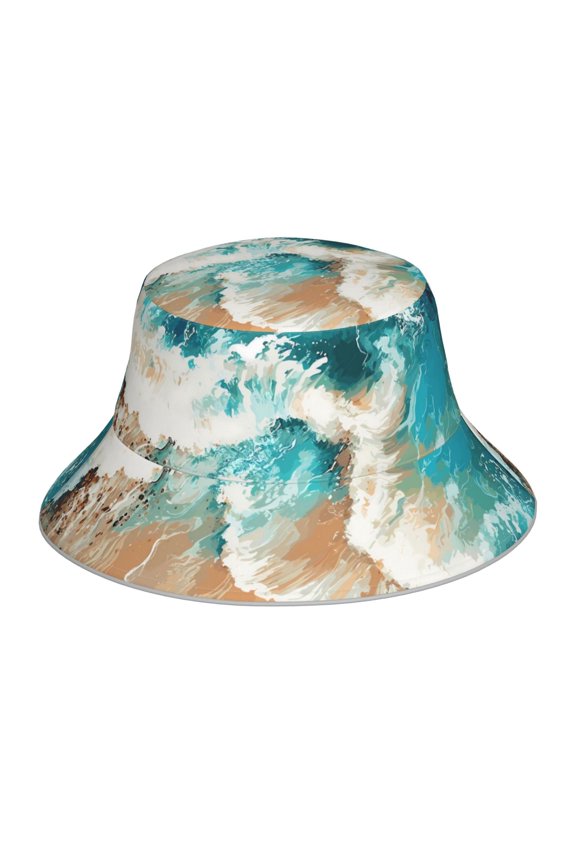 Ocean Wave Crash Print Men and Women Night Reflective Hat Runner Cap Visor Bucket Hat Boonie Cap