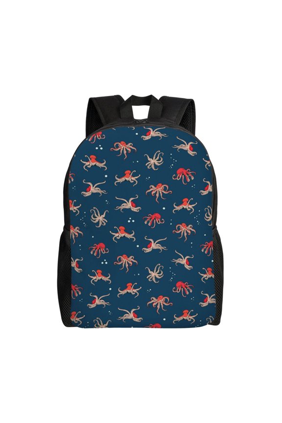 Octopus Sea Life Print School Backpack with Laptop Compartment Small Travel Laptop Backpack for Women Men Waterproof College Backpack Simple School Bag