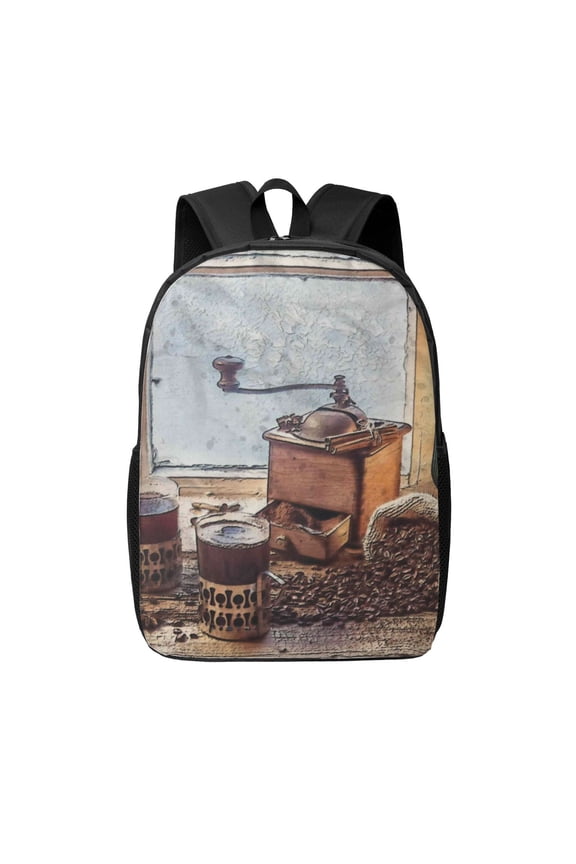 Oil Lamp Coffee Beans print Travel Backpack, Large Computer Backpack for Men Women, College School Rucksack Book Bag