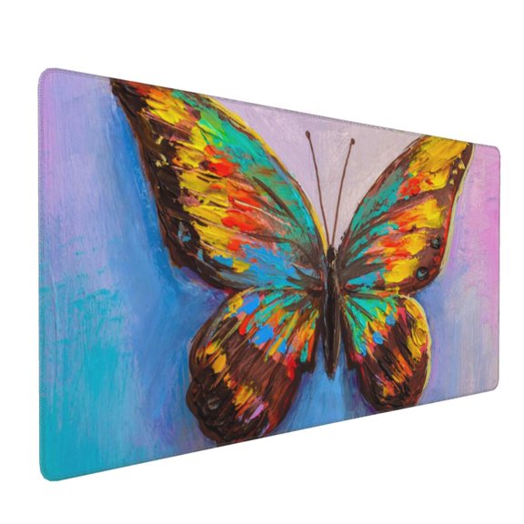 Xecao Oil Painting Beautiful Butterfly Print Large Mouse Pad, 16x35.5in Mousepad, Professional Non-Slip Rubber Base Big Mouse Pad, Mouse Pad for Gaming & Office Full Desk Mouse Pad