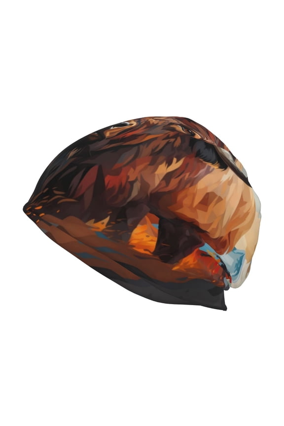 Oil Painting Style Iceberg Yak Print Knit Hat,Winter Beanie for Men Women, Beanie Soft Warm Ski Stocking Cuffed Cap