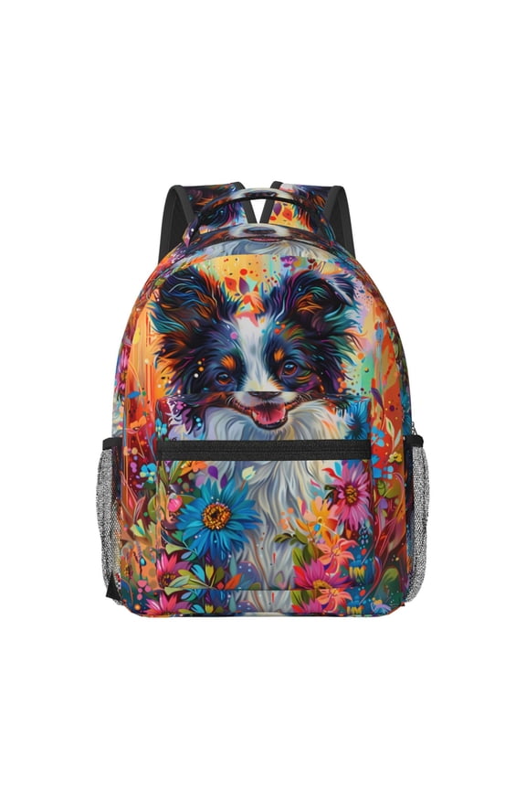 Oil Painting Sunflower Puppy Travel Backpack: A spacious, stylish computer backpack ideal for men and women, perfect for college, school, or daily travels