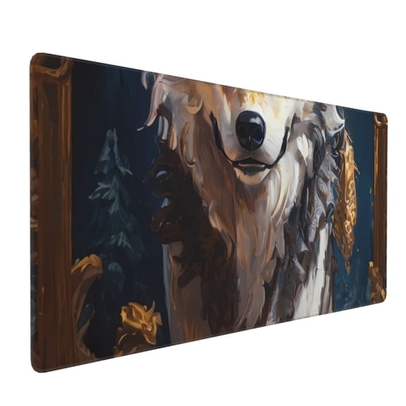 Xecao Oil Painting Tribal Wolf Print Large Mouse Pad, 16x35.5in Mousepad, Professional Non-Slip Rubber Base Big Mouse Pad, Mouse Pad for Gaming & Office Full Desk Mouse Pad