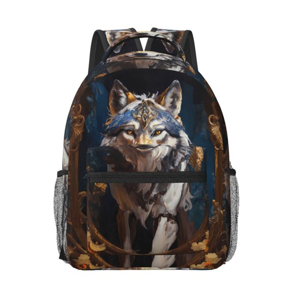 Xecao Oil Painting Tribal Wolf Travel Backpack: A spacious, stylish computer backpack ideal for men and women, perfect for college, school, or daily travels
