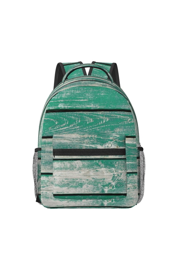 Old Green Wooden Print Casual Backpack: A Computer Backpack Ideal for Men and Women, Perfect for College, School, or Daily Travels-One Size