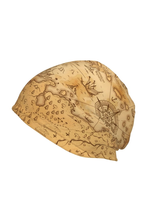 Old Vintage Map Of Sea Print Knit Hat,Winter Beanie for Men Women, Beanie Soft Warm Ski Stocking Cuffed Cap