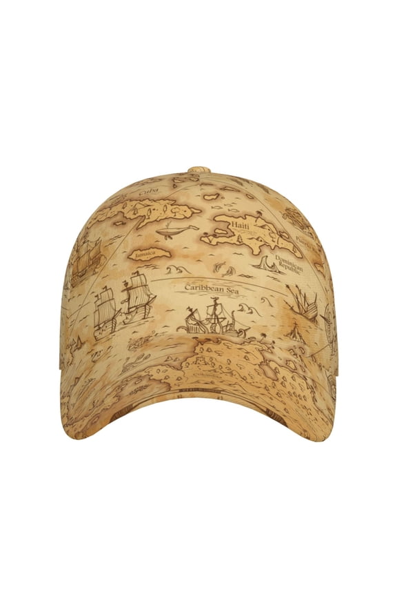Old Vintage Map Of Sea for Baseball Cap: Unisex, crafted from classic polyester twill fabric, featuring a soft unconstructed design