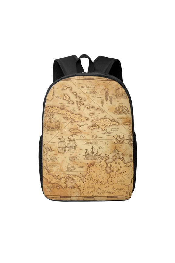 Old Vintage Map Of Sea print Travel Backpack, Large Computer Backpack for Men Women, College School Rucksack Book Bag