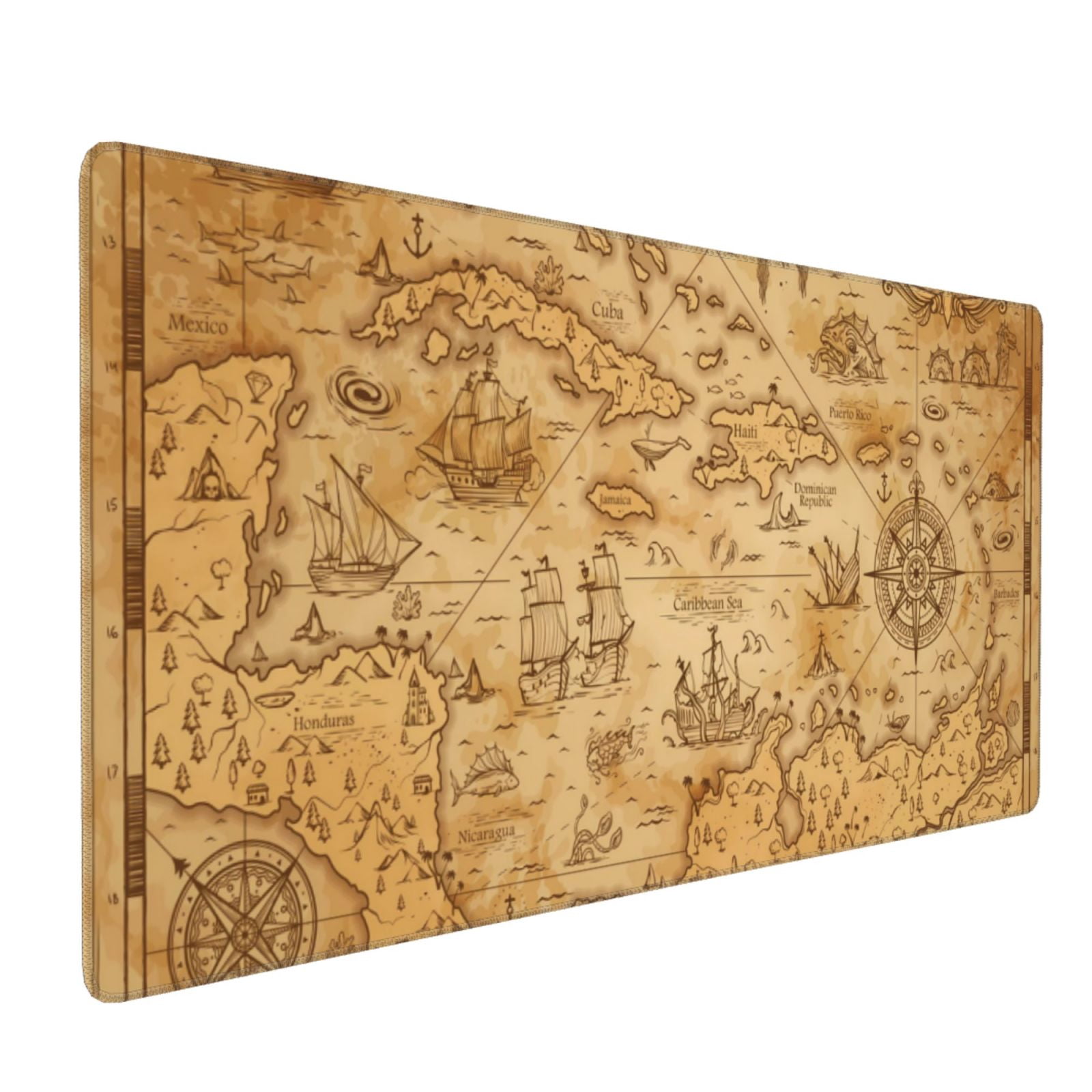 Xecao Old Vintage Map Of Sea Print Large Mouse Pad, 16x35.5in Mousepad, Professional Non-Slip Rubber Base Big Mouse Pad, Mouse Pad for Gaming & Office Full Desk Mouse Pad