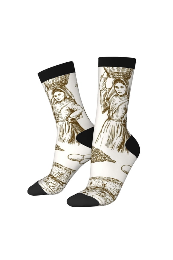 Olive Picking Pattern Sport Socks for Women and Men Crew Socks Sporty Calf Socks Casual Socks