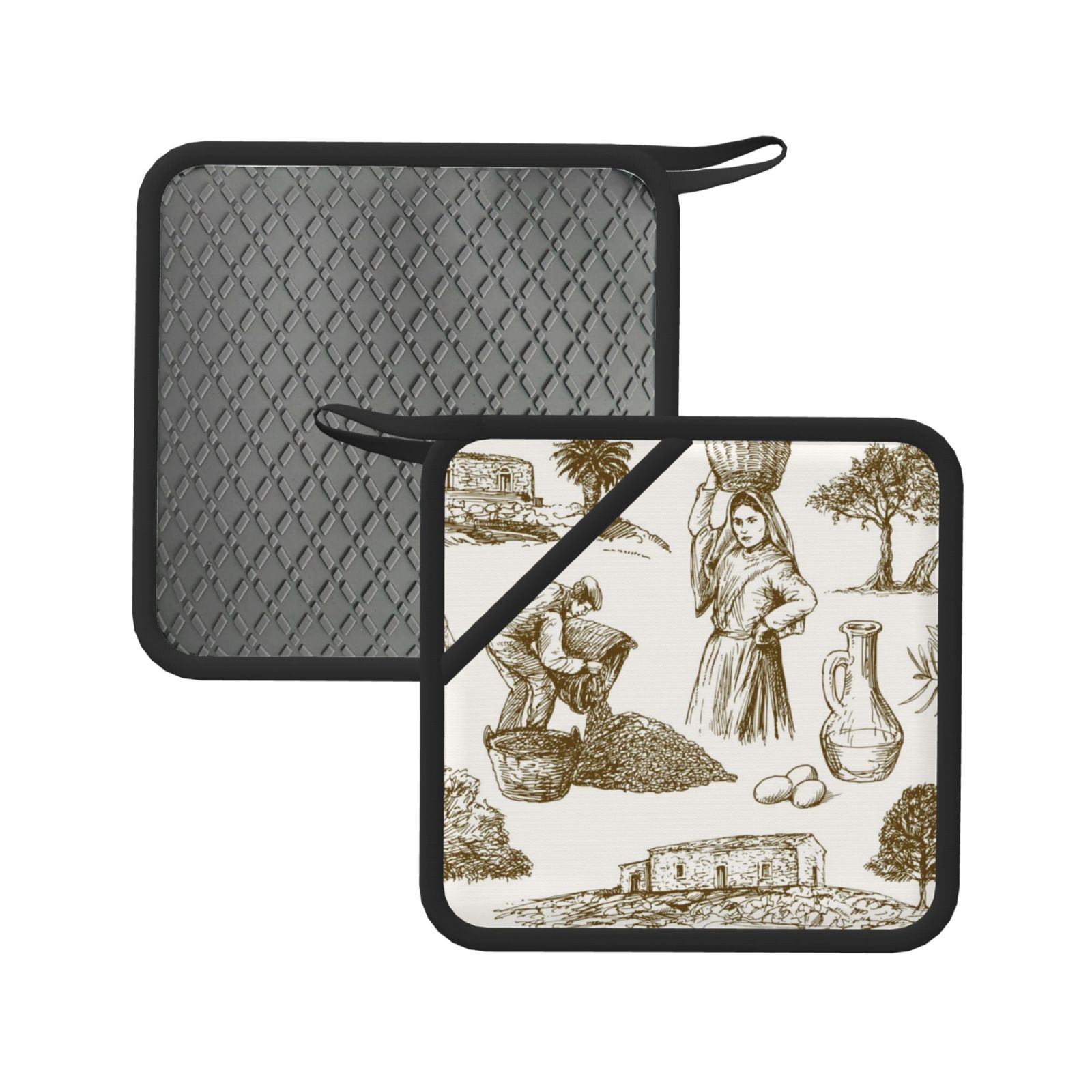 Xecao Olive Picking for Silicone Trivet Mats - Heat Resistant Pot Holders, Multipurpose Non-Slip Hot Pads