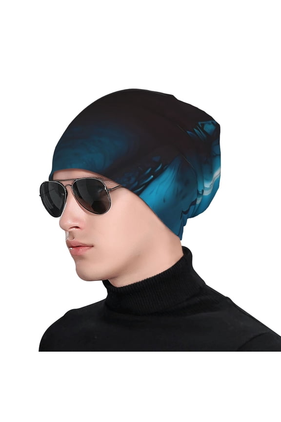 Open-Mouthed Shark Print Beanie Knitted Hat for Men Women, Winter Fashion Knit Cuffed Caps Unisex