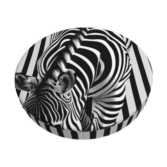 Xecao Optical Zebra Illusion Print Stool Covers Offer Stylish, Washable Protection for PU Round Bar Stools, Perfect for Home or Commercial Use.-14 inch