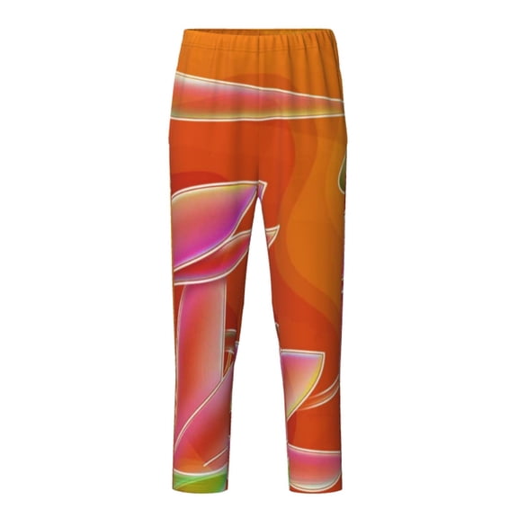 Xecao Orange Flower Psychedelic Print Teenagers' Pajama Pants Long Sleep Pants Soft Elastic Waist Pajama Bottoms Elastic waist with 2 Pockets 5-16 Years-Medium