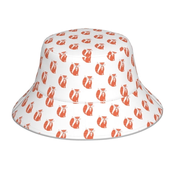 Xecao Orange Fox Print Men and Women Night Reflective Hat Runner Cap Visor Bucket Hat Boonie Cap