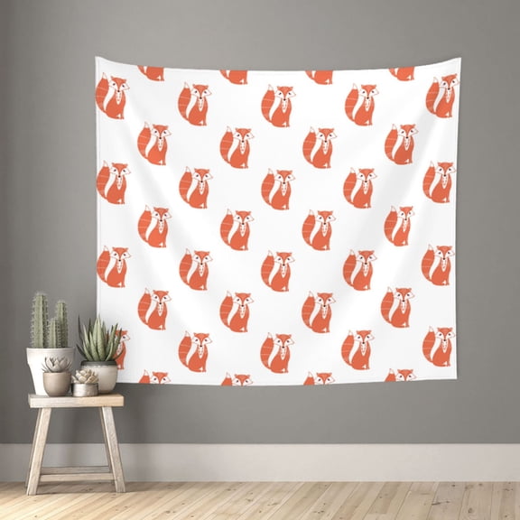 Xecao Orange Fox patten Tapestry 60x51 Inches Wall Hanging Poster Tapestry for Living Room Bedroom Home Decor