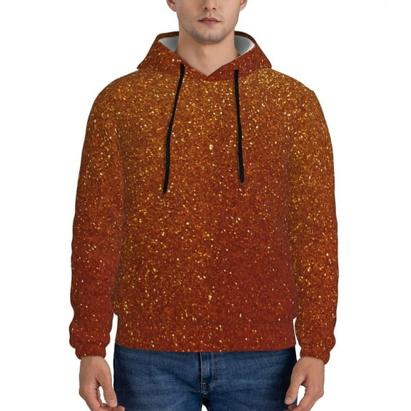 Xecao Orange Glitter Pattern Men's Adult Pullover Hoodie,Hooded Sweatshirt-Medium