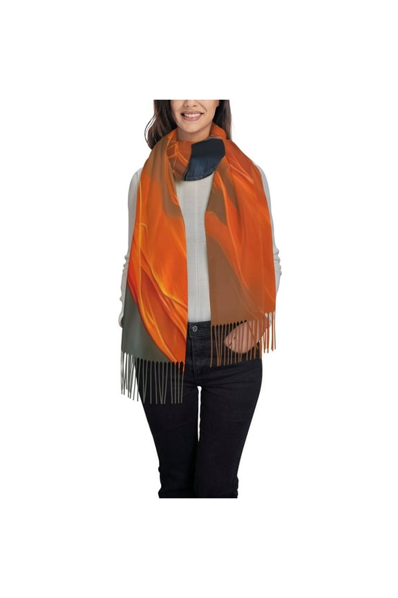 Orange Net Fishing Boat Pattern Womens Winter Scarf Fall Scarf Oversized Large Scarf for Women Warm Shawl Wrap