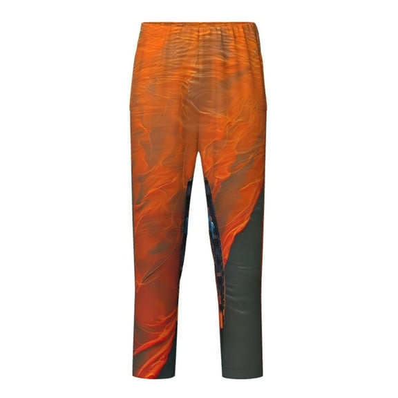 Xecao Orange Net Fishing Boat Print Teenagers' Pajama Pants Long Sleep Pants Soft Elastic Waist Pajama Bottoms Elastic waist with 2 Pockets 5-16 Years-Large